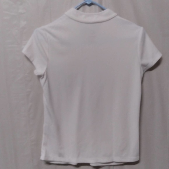 🎈4 FOR $20 RUBY Rd Petite Short Sleeve Top Shirt White V-Neck Ruched Size PS - Picture 4 of 8
